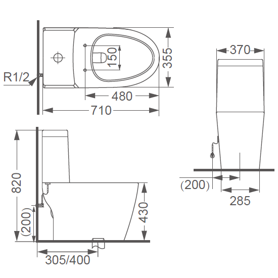 Porta HD1000A One Piece automatic commode with Hydraulic seat cover ...