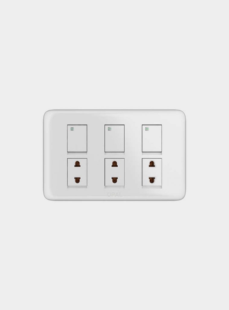 Opal 3 Switches + 3 Sockets (Royal) online in Karachi EZMakaan