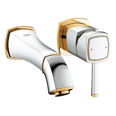 Grohe Grandera (Crome & Gold) 2-Hole Wall Mount Basin Mixer Grohe Grandera (Crome & Gold) 2-Hole Wall Mount Basin Mixer