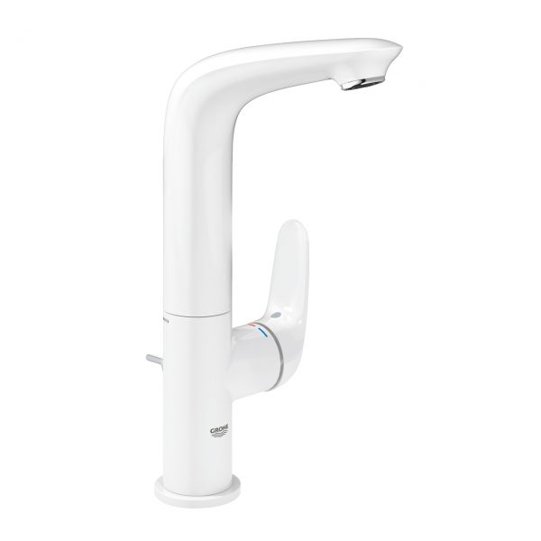 Grohe New EuroStyle 2015 (Sold) (White & Crome) Side Lever Basin Mixer W/U Spout White & Crome