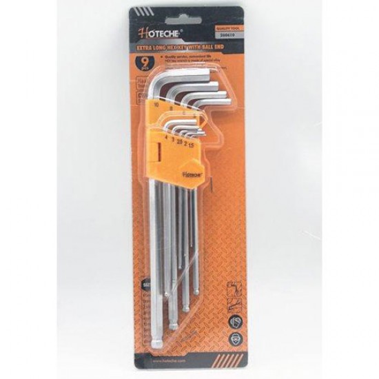 Hoteche 9 Pcs Extra Long Hex Key Wrench Set With Ball End 260610