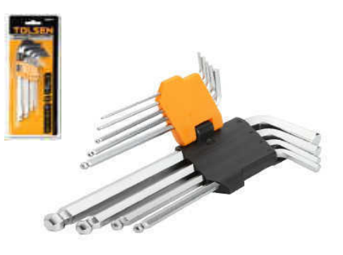 Tolsen 9Pcs ball point long arm hex key set 20053